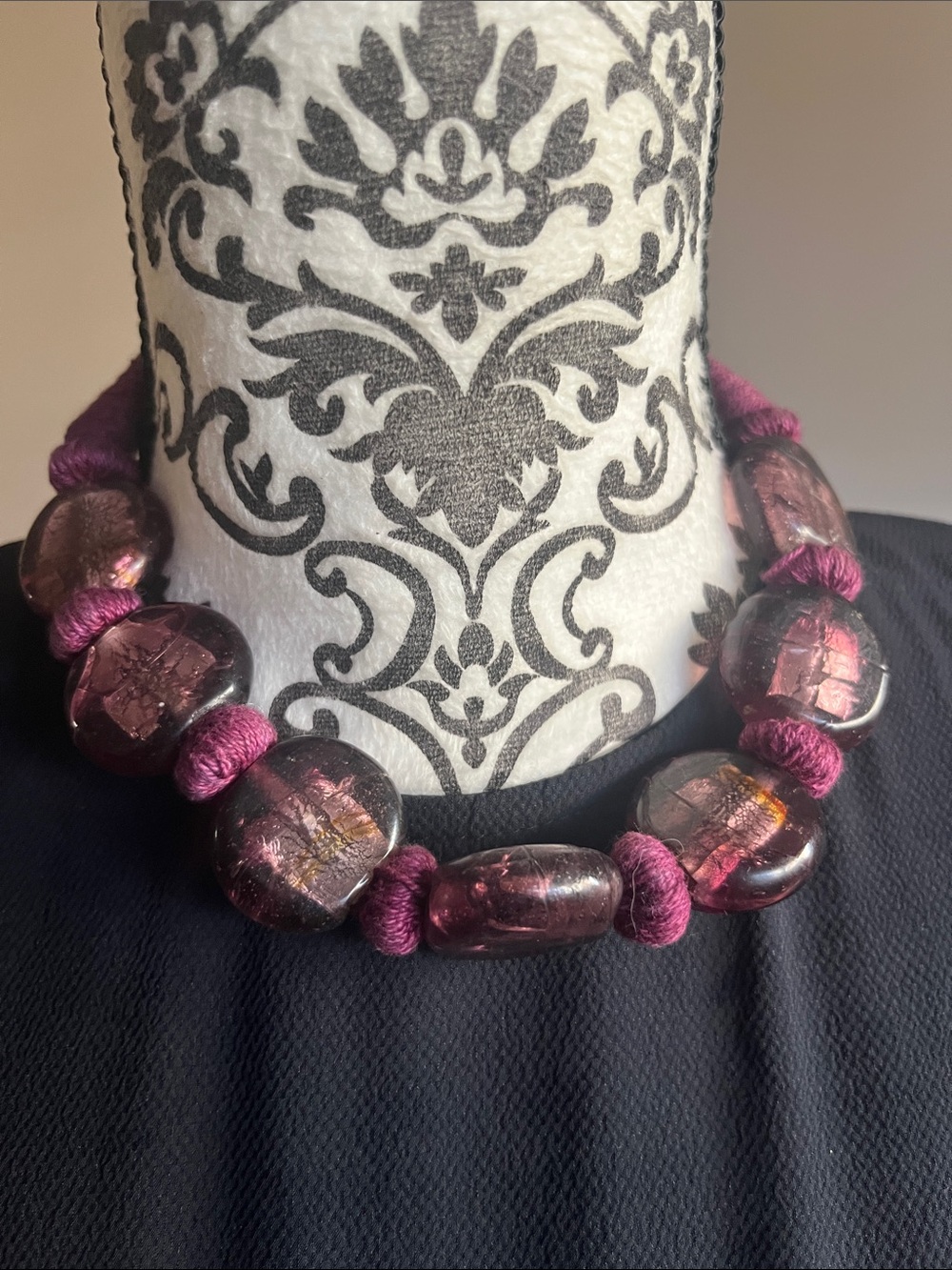 Handcrafted Purple Glass Bead Necklace